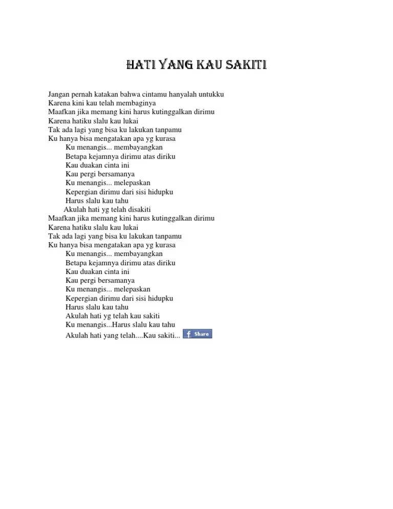 Lagu berjudul terlalu cinta dipopulerkan oleh penyanyi tanah air, rossa. Lirik Lagu Rossa Pdf