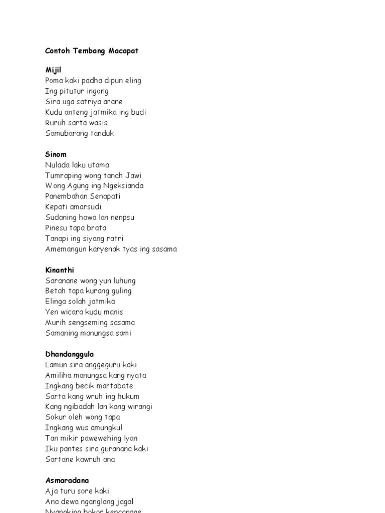 Contoh Tembang Macapat SMP 2 PLG | PDF