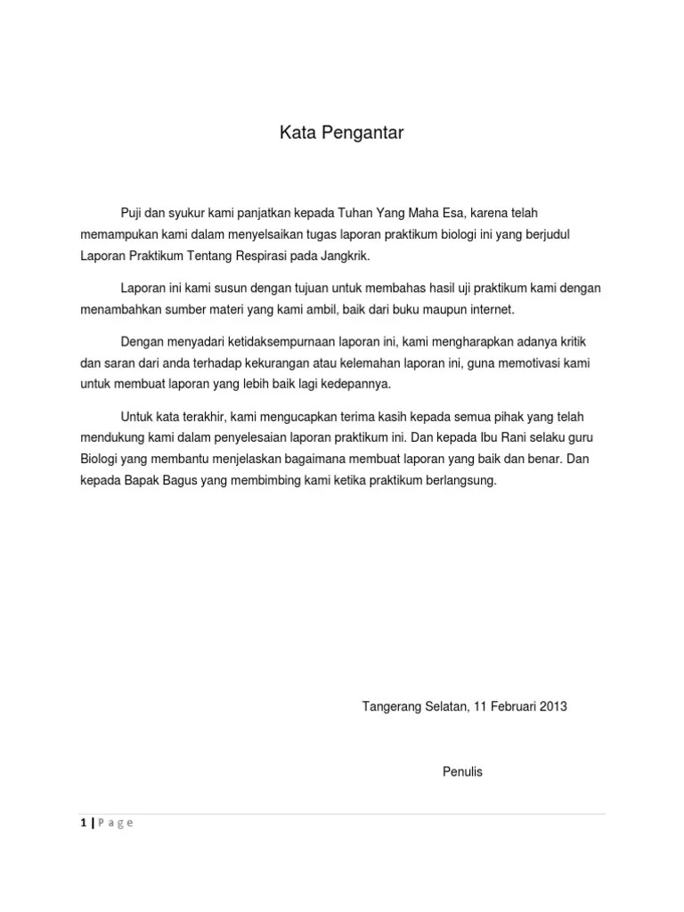 Contoh Laporan Biologi Tentang Respirasi