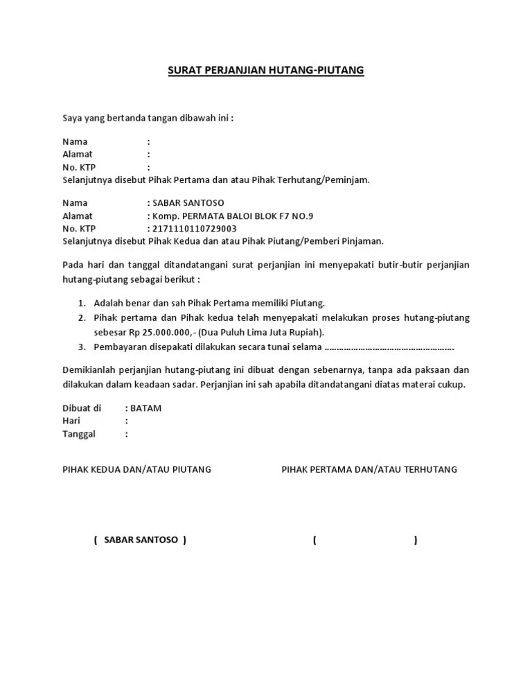 Aug 02, 2021 · surat berharga pasar uang (sbpu) surat berharga pasar uang adalah surat berharga yang dikeluarkan oleh bank sebagai surat pelunasan utang atas persetujuan (tanda tangan) nasabah. Contoh Surat Perjanjian Hutang Piutang Pdf