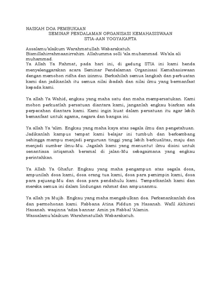 Teks ini bisa kamu gunakan jika kamu dipercaya untuk memimpin berdoa. Naskah Doa Pembukaan Pdf