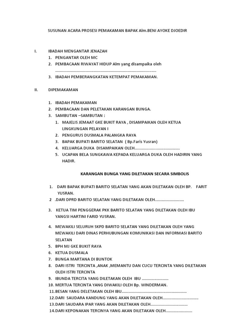 Susunan Acara Prosesi Pemakaman | PDF
