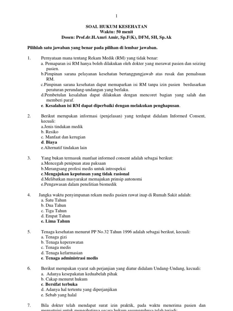 Soal Hukum Kesehatan | PDF