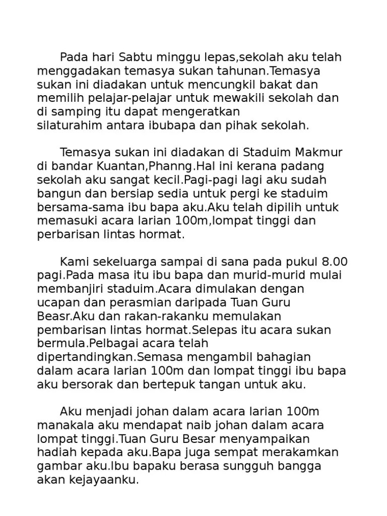 Mudah untuk dilakukan dimana sahaja anda berada. Contoh Karangan Catatan Hari Sukan Georgiartl