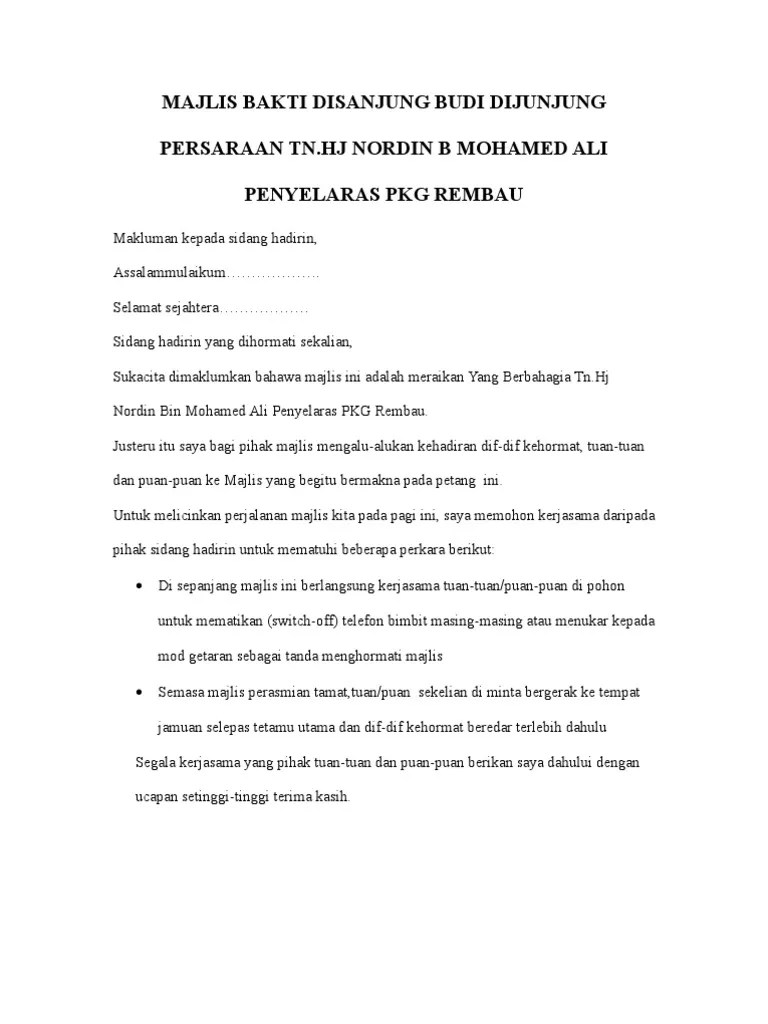Terima kasih atas penghormatan ini untuk saya berucap sepatah dua kata dalam majlis meraikan . Teks Majlis Persaraan Pdf