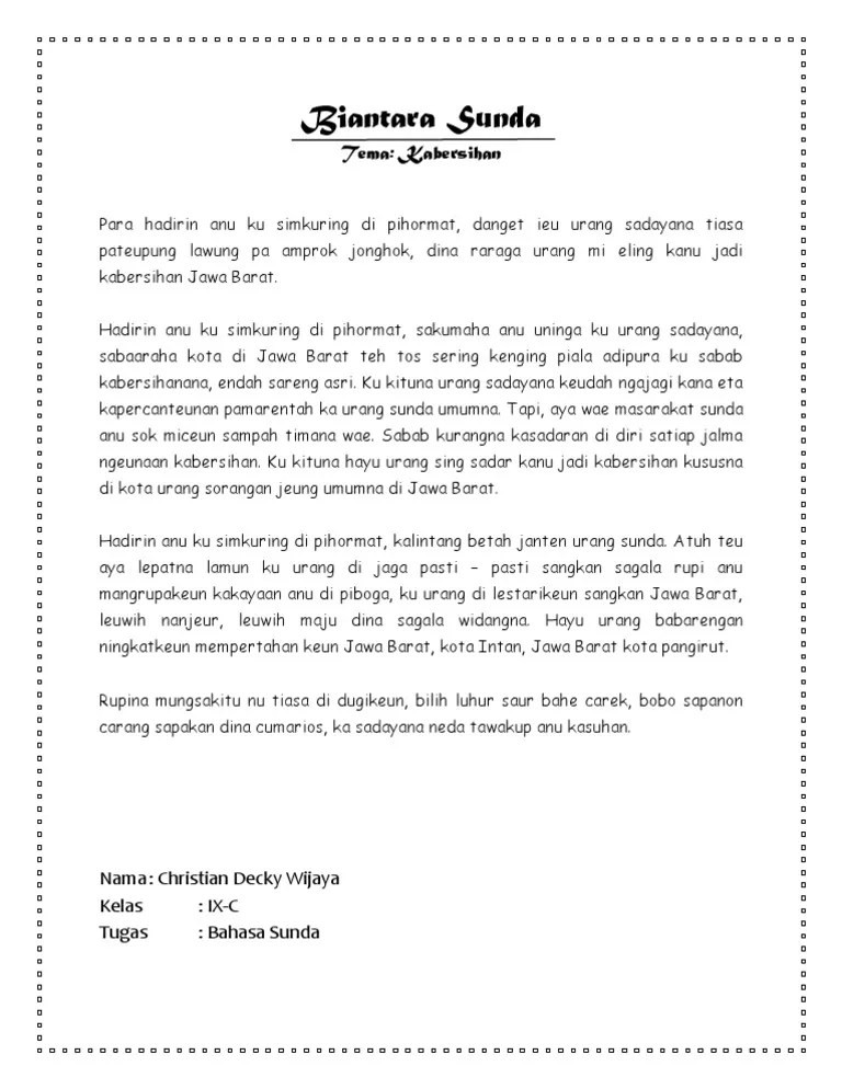 Contoh Biantara Sunda Singkat - Contoh Buatmu