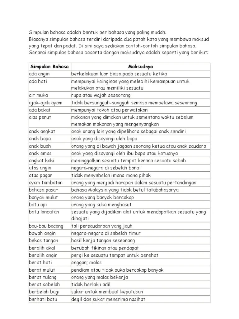 = ~ tempayan ki orang yg tidak mahu mendengar kata, nasihat dsb. Simpulan Bahasa Adalah Bentuk Peribahasa Yang Paling Mudah Pdf