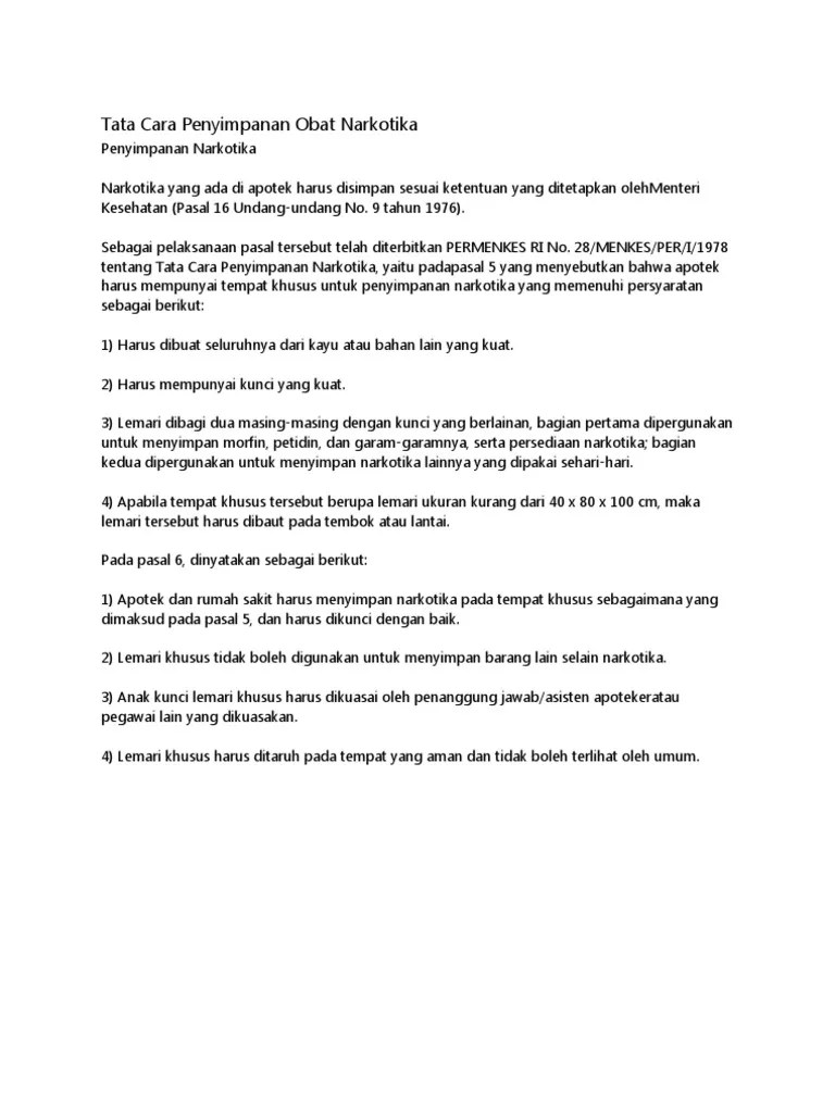 Yuk, simak selengkapnya di sini! Tata Cara Penyimpanan Obat Narkotika Pdf