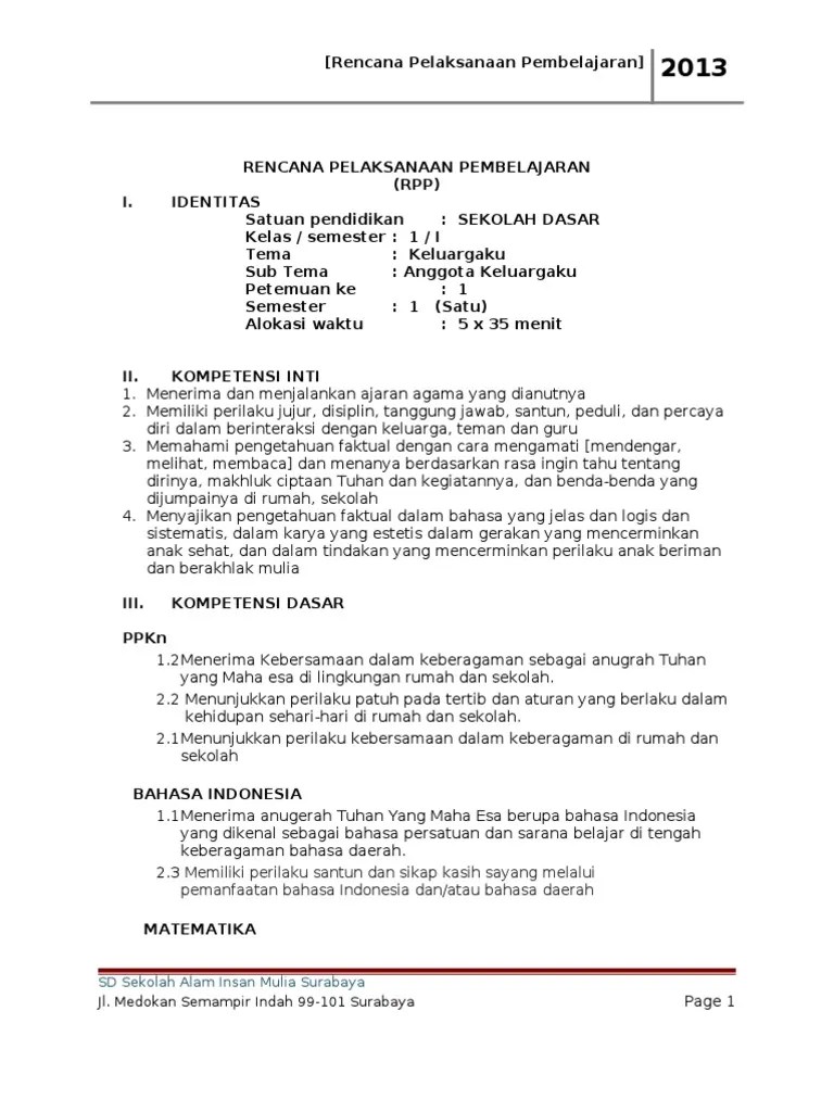 Model rencana pelaksanaan pembelajaran kurikulum 2013. Rpp Pai Sd Adiwiyata Masnurul