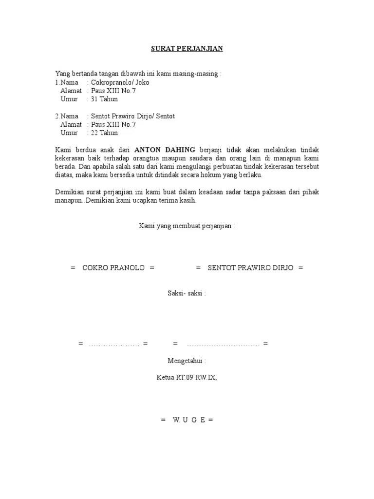 Contoh Surat Perjanjian Buat Suami Yang Selingkuh – Berbagai Contoh