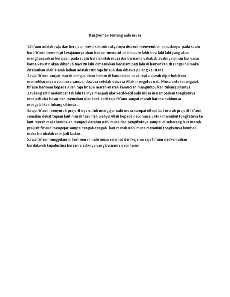 Rangkuman Tentang Nabi Musa | PDF