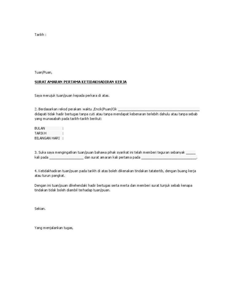 Surat 7 hari selepas surat 10 hari selepas amaran amaran amaran pertama pertama kedua ( tidak hadir hari ke 10) (tidak hadir hari ke 20) 3. Contoh Surat Amaran Pertama For A Beautiful Blogosphere Portrait Gallery