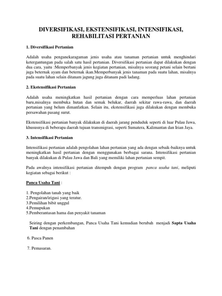 Diversifikasi Pertanian | PDF