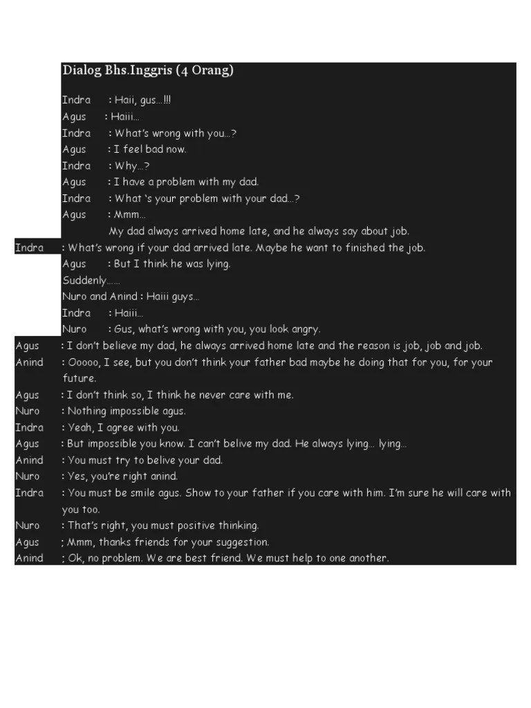 Dialog bahasa inggris 3 orang singkat tentang persahabatan, menjenguk teman sakit. Dialog Bahasa Melayu Pdf