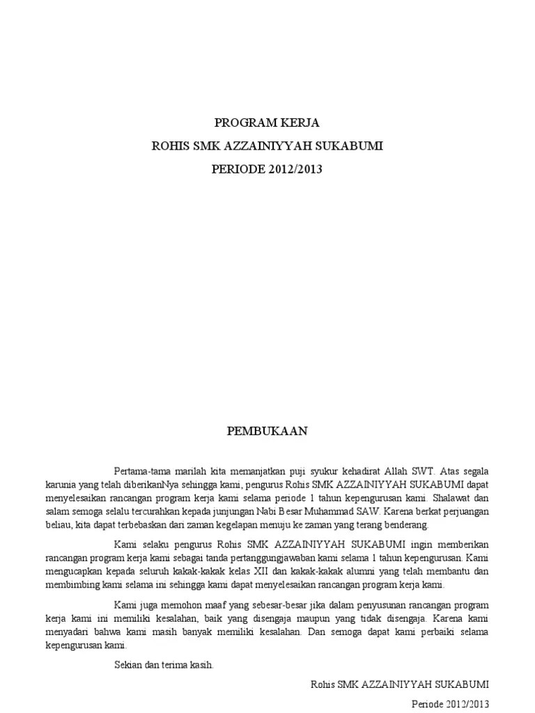 Gambaran program kegiatan ekstrakurikuler rohani islam smk negeri 3. Program Kerja Rohis Pdf