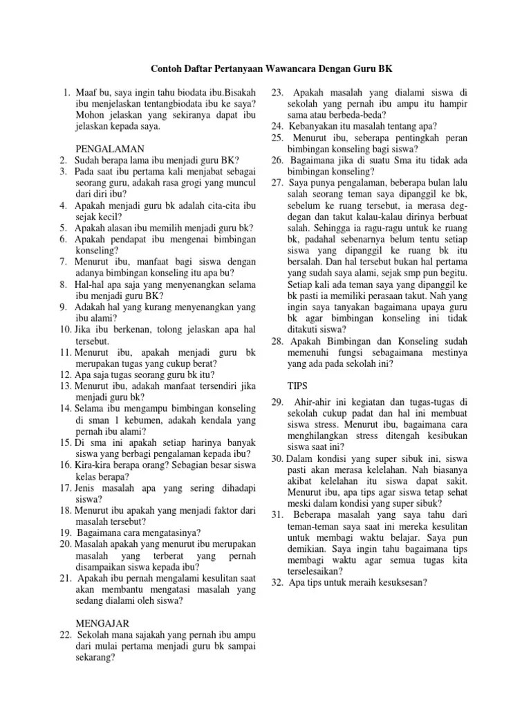 Contoh Wawancara Guru Dan Murid – Mudah
