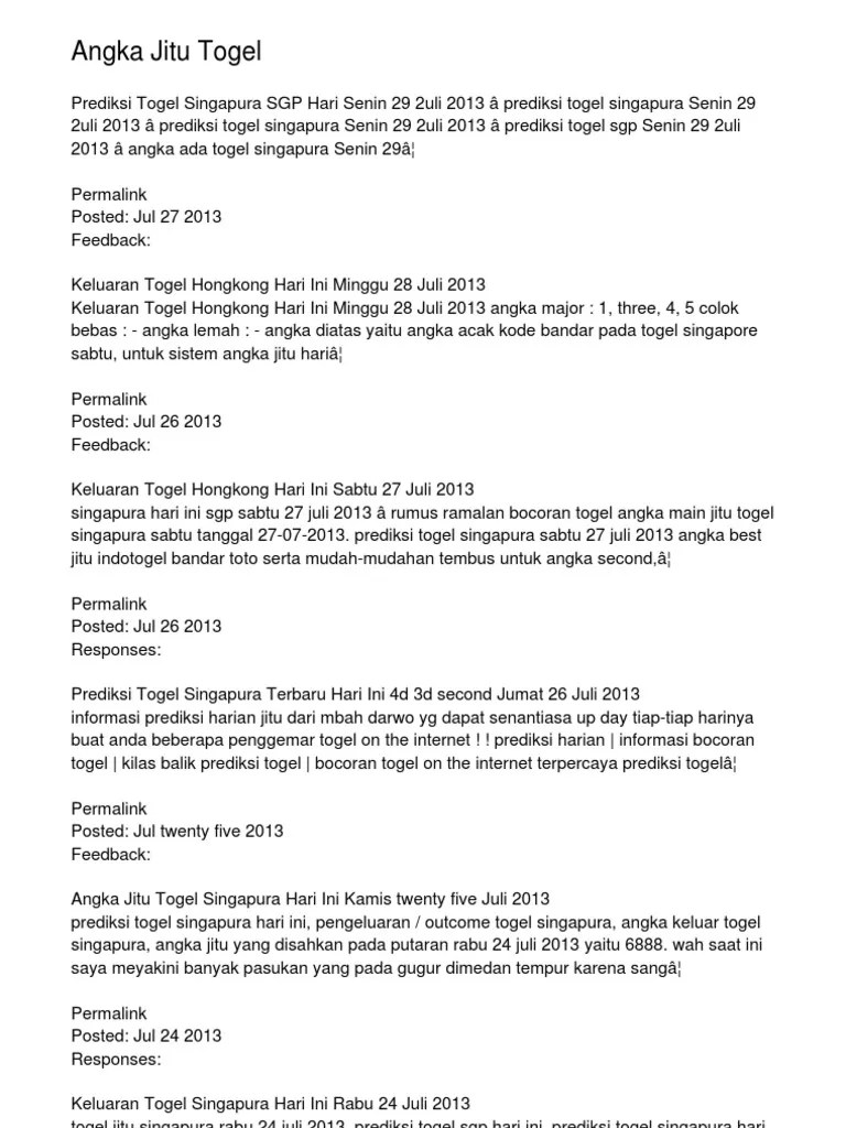 Angka Jitu Togel | PDF