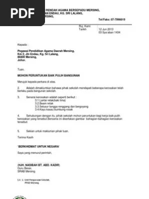 Dengan ini bermaksud mengajukan permohonan izin penggunaan fasilitas pasar sebagai berikut : Surat Baik Pulih Pdf