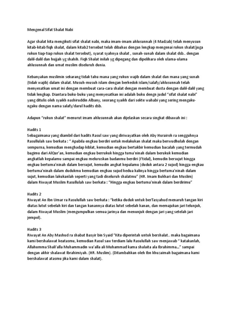 Mengenal Sifat Shalat Nabi