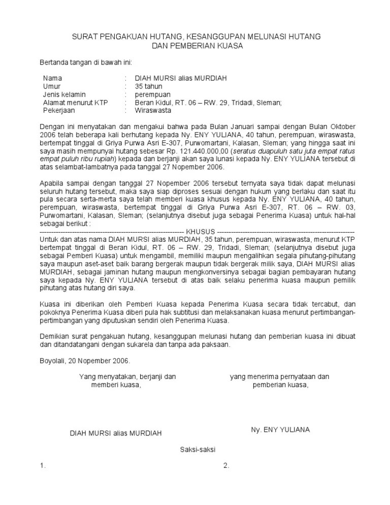 Provisi sebesar 0.00% (nol persen) dari rp 5,000,000.00 (lima juta rupiah) atau sebesar rp 0.00 (nol rupiah)м. Surat Pengakuan Dan Kesanggupan Melunasi Hutang Pdf