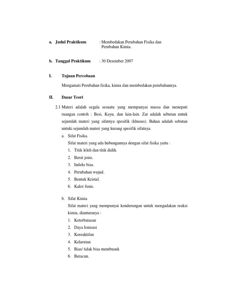 Membedakan Perubahan Fisika Dan Perubahan Kimia | PDF