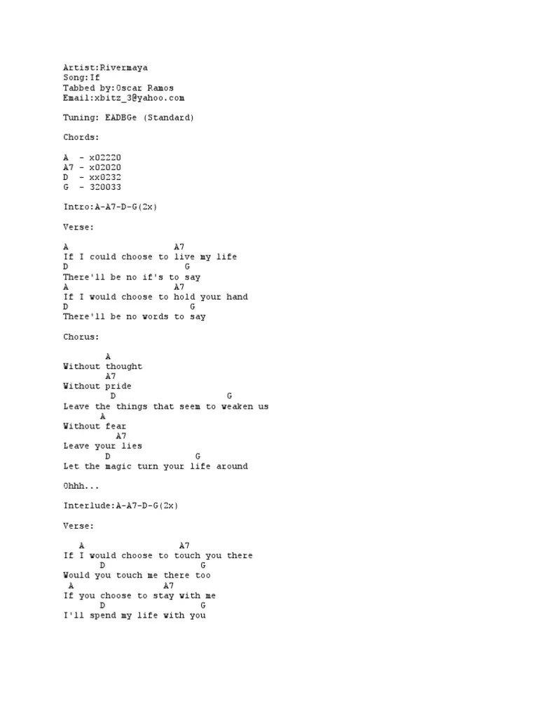 If Chords | PDF | Song Structure | Songs