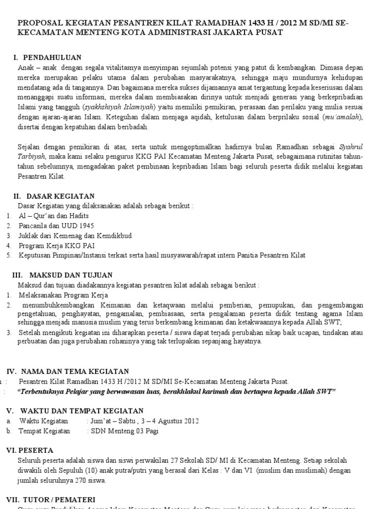 Contoh Proposal Kegiatan Lomba Islami - Aneka Macam Contoh
