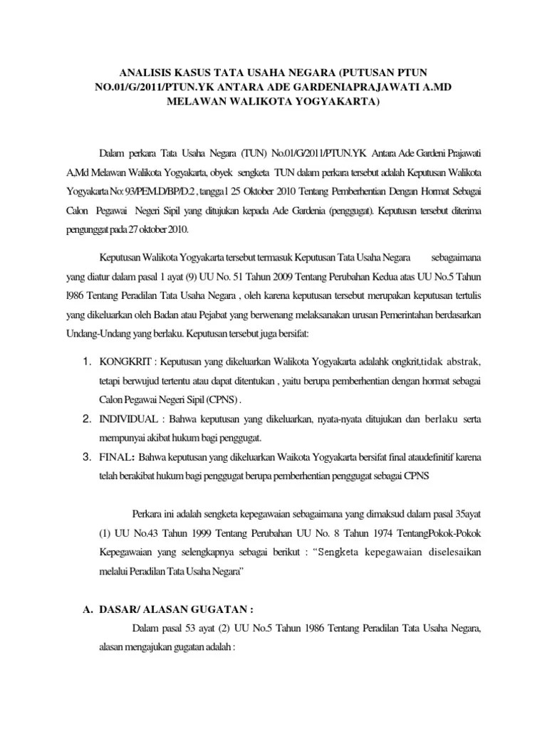 Analisis Kasus Tata Usaha Negara | PDF