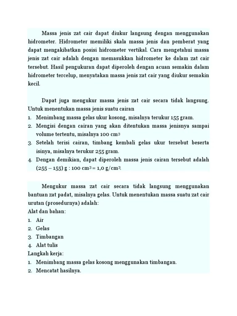 Massa Jenis Zat Cair | PDF
