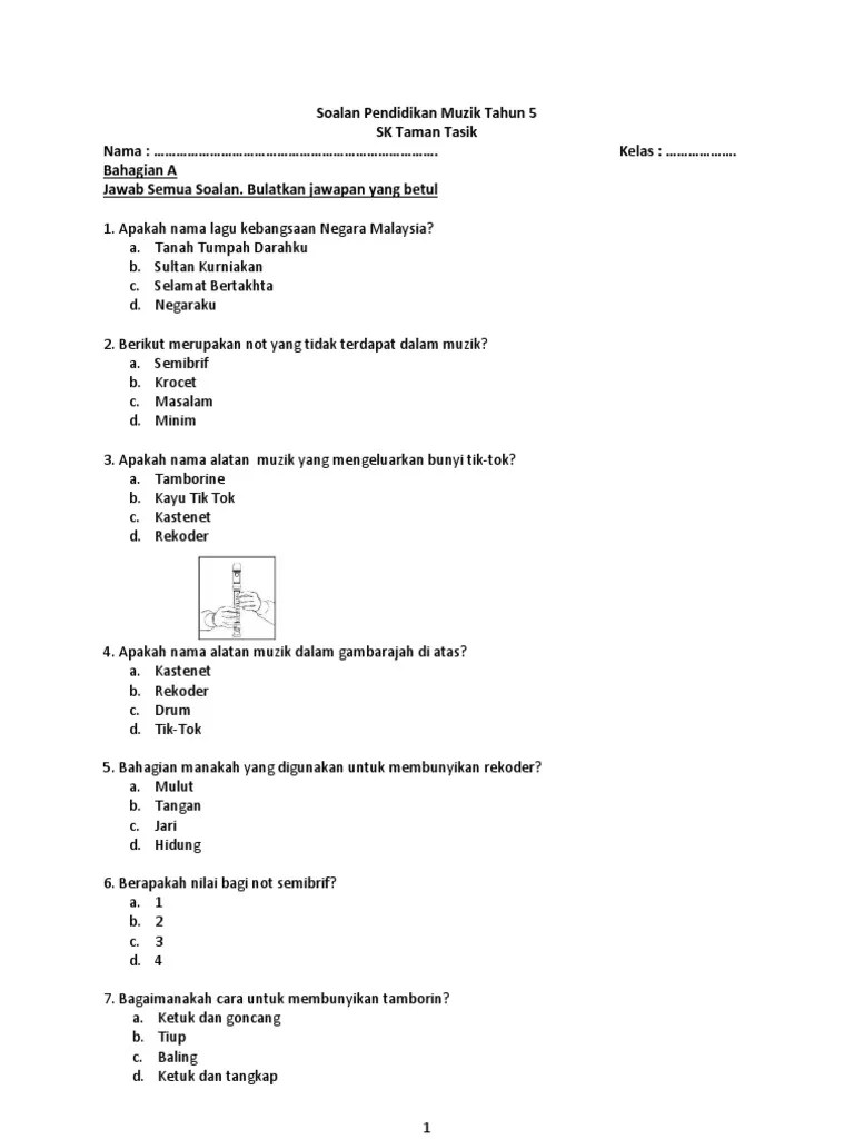 Modul pengajaran bahasa tamil tahun 5 sjkt. Soalan Pendidikan Muzik Tahun 5 Pdf