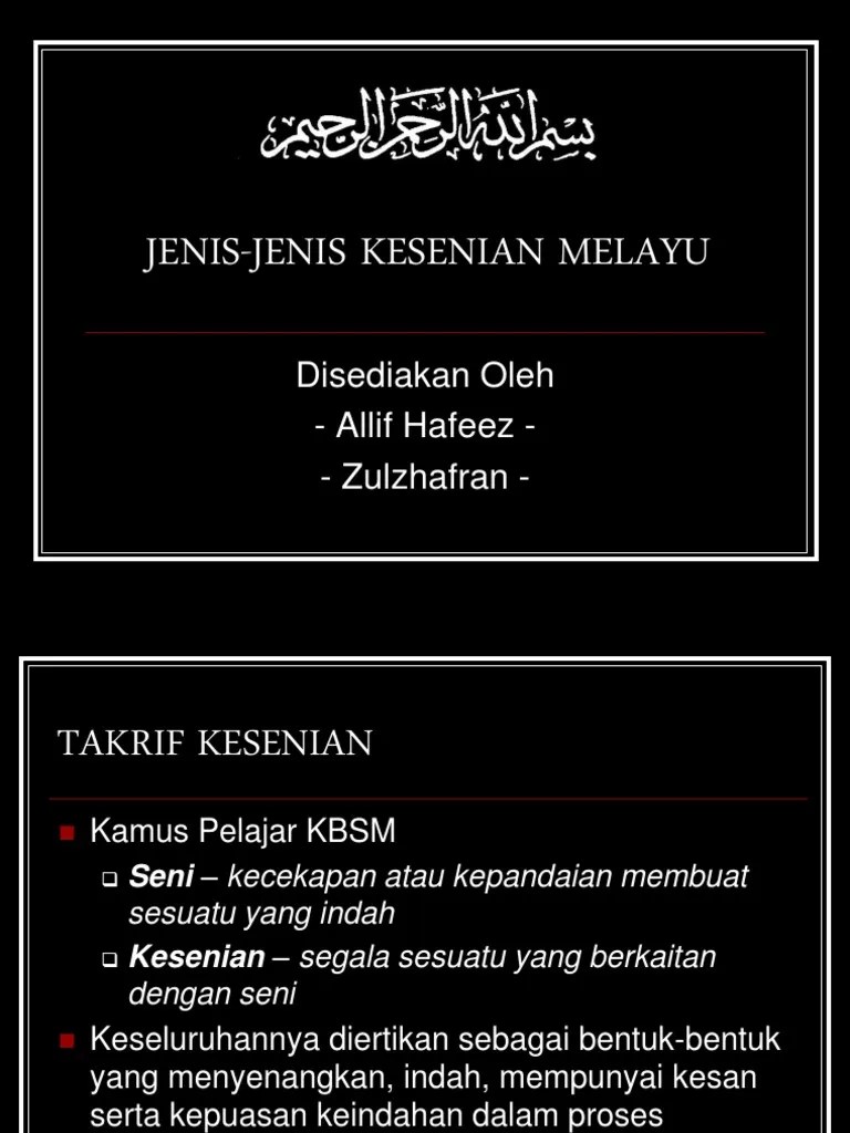 Jenis-Jenis Kesenian Melayu | PDF