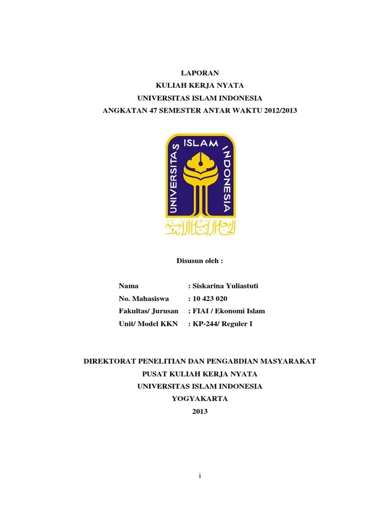 Format proposal pkm penelitian lampiran 3.1 format halaman sampul logo . Contoh Laporan Jurnal Kkn - Dunia Sosial