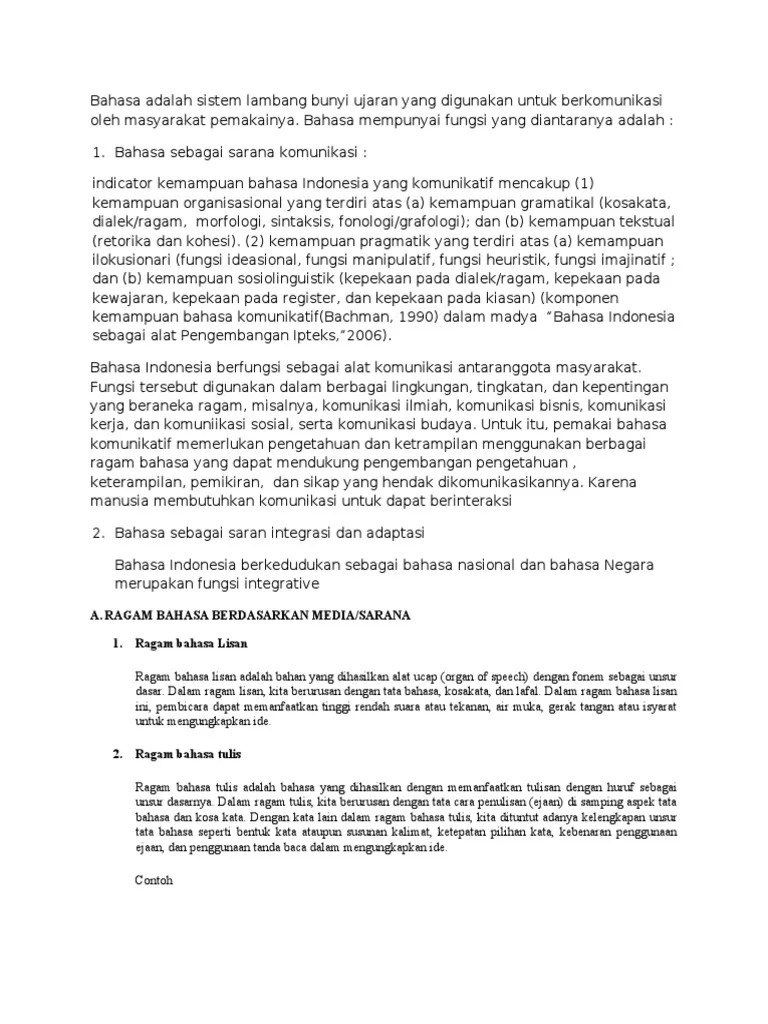 Bahasa Adalah Sistem Lambang Bunyi Ujaran Yang Digunakan Untuk  Berkomunikasi Oleh Masyarakat Pemakainya | PDF