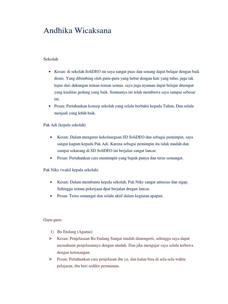 Kali ini kami akan membagikan sebuah contoh kata sambutan perpisahan kantor. Kesan Dan Pesan Pdf