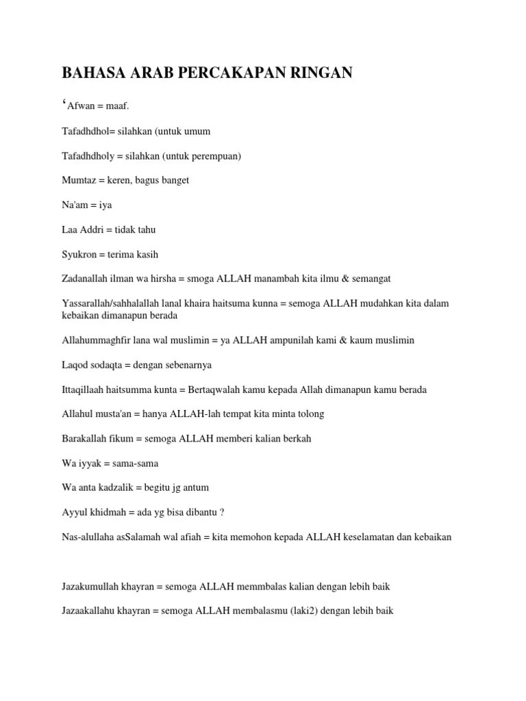 Bahasa Arab Percakapan Ringan | PDF
