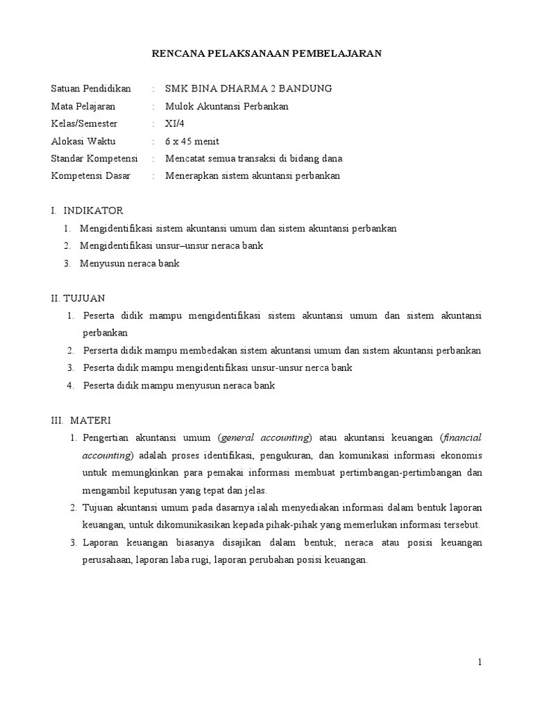 Rpp akuntansi keuangan smk kelas xi kurikulum 2013 doc rismax source: . Rpp Akuntansi Perbankan Smk