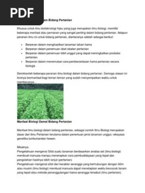Peranan Biologi Dalam Bidang Pertanian | PDF