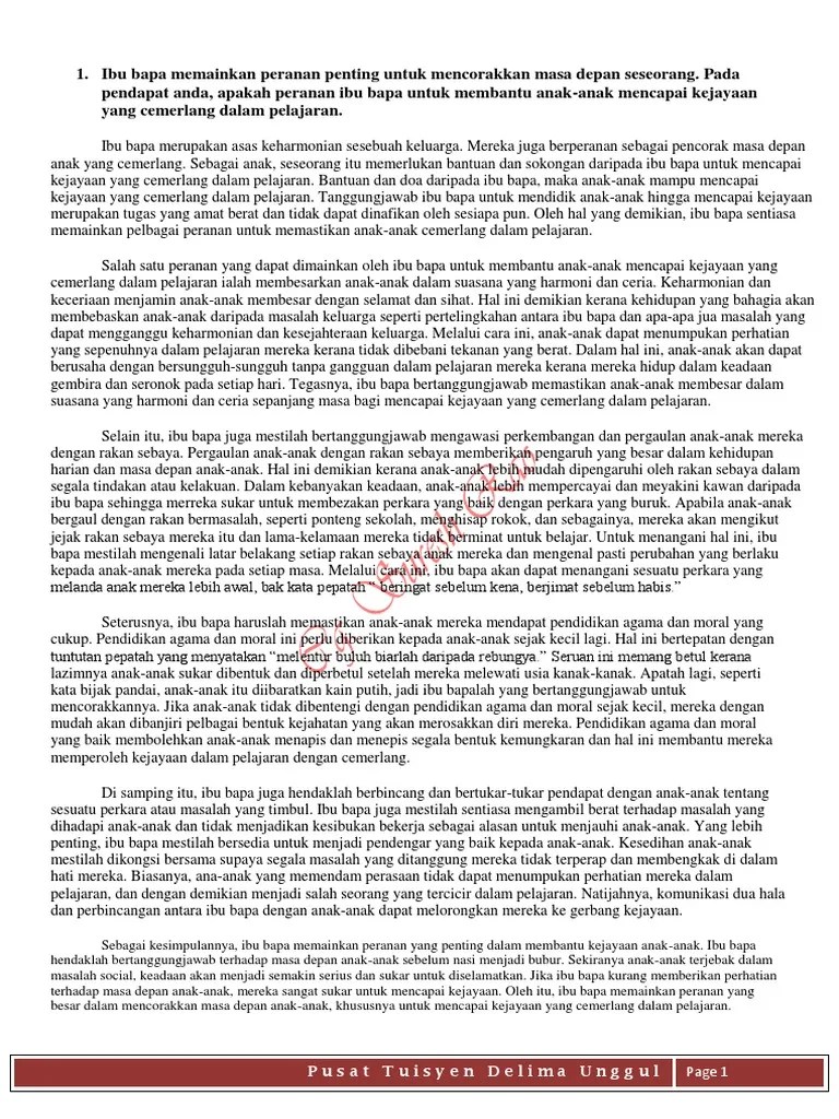 Peranan ibu bapa dalam menangani masalah keruntuhan moral dan gejala sosial dalam kalangan remaja di negara kita. Karangann Peranan Ibu Bapa Pdf