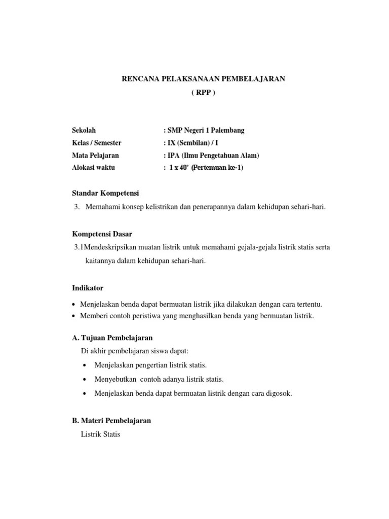 RPP Listrik Statis | PDF
