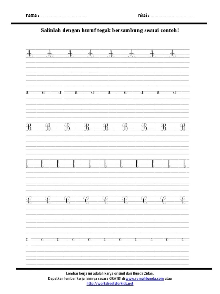 Menulis Huruf Tegak Bersambung 1 | PDF