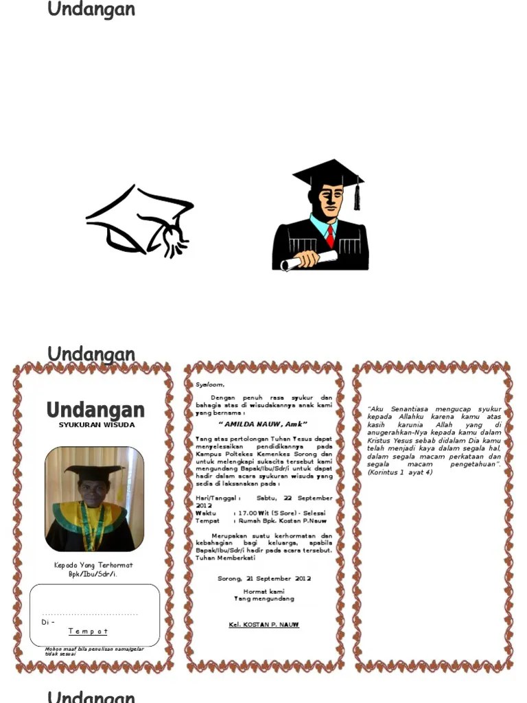 Contoh Surat Undangan Syukuran Wisuda - Sample Surat Undangan
