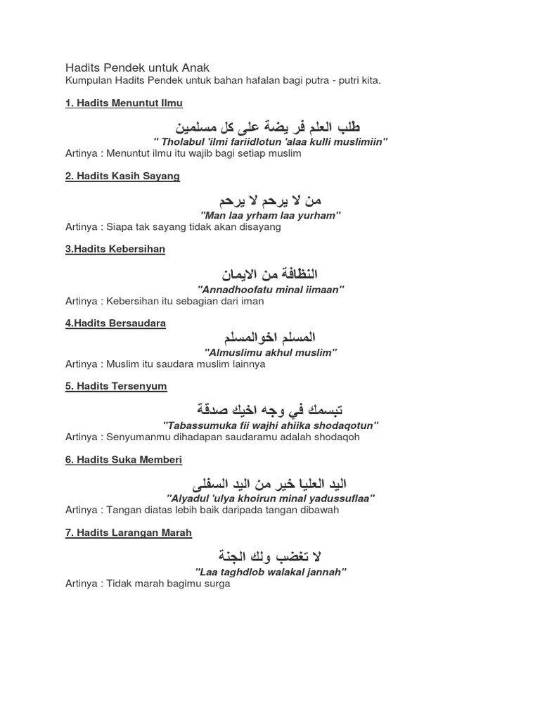 Hadits Pendek Untuk Anak | PDF