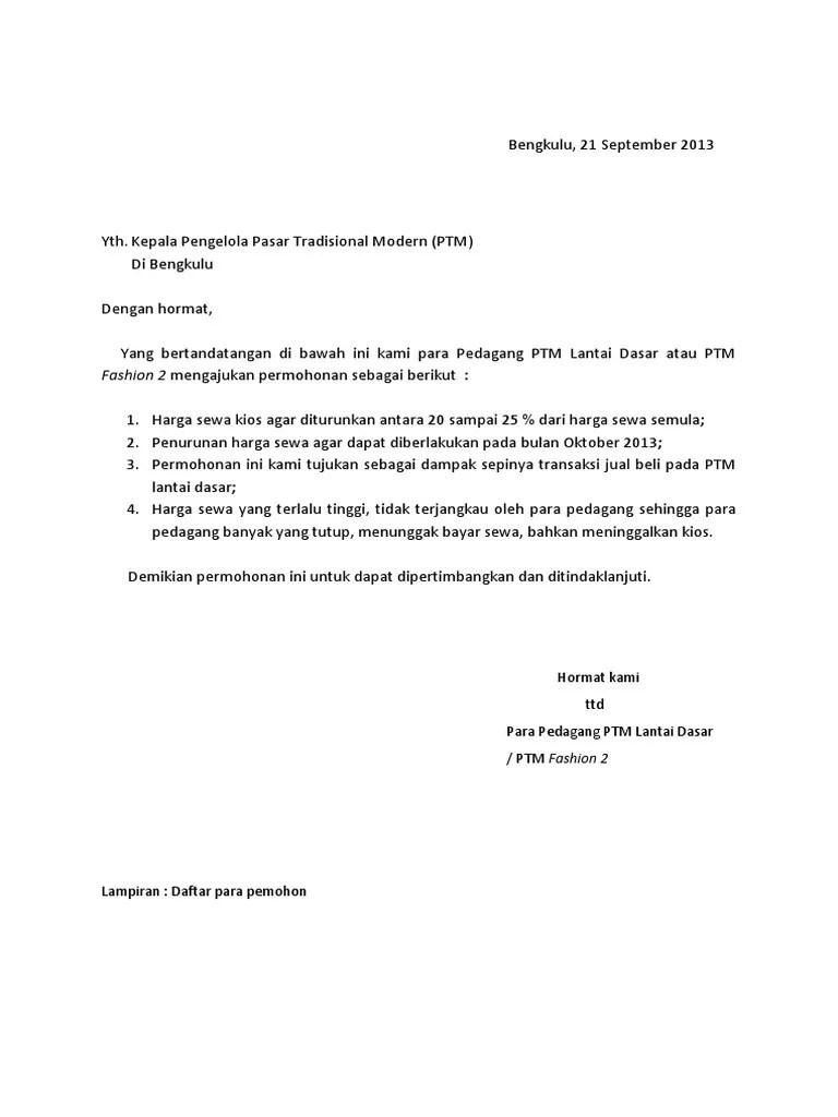 Fotokopi imb/surat keterangan lurah yang isinya sesuai dengan permohonan pembatalan;. Surat Permohonan Diskon Pdf