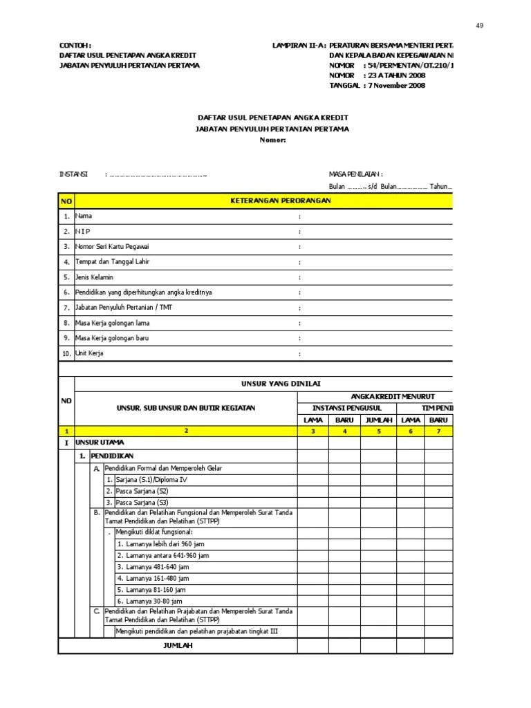 25 Form Angka Kredit Penyuluh Pertanian - Info Dana Tunai