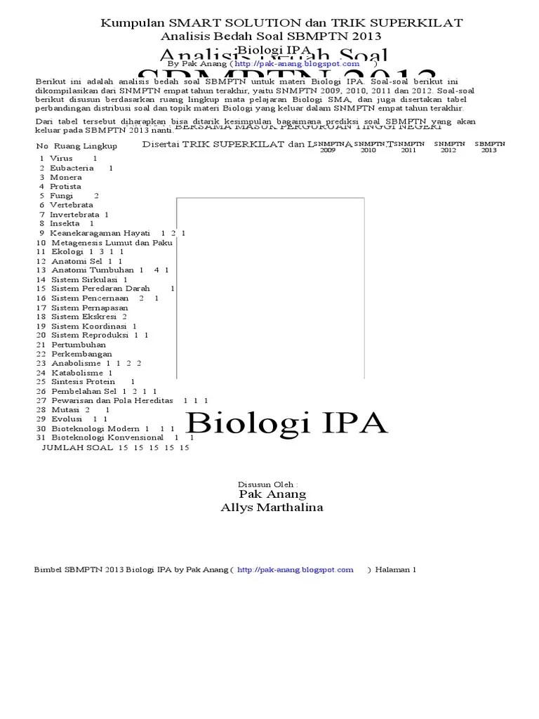 Ok kali ini kita akan membahas mengenai rangkuman materi dan contoh soal fungsi dan komposisi untuk kamu kelas 10 sma. Soal Sbmptn Biologi Pdf Beinyu Com