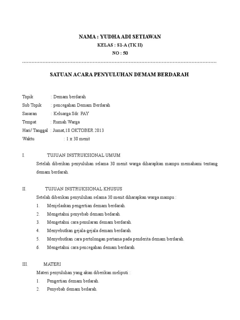 Satuan Acara Penyuluhan Demam Berdarah | PDF