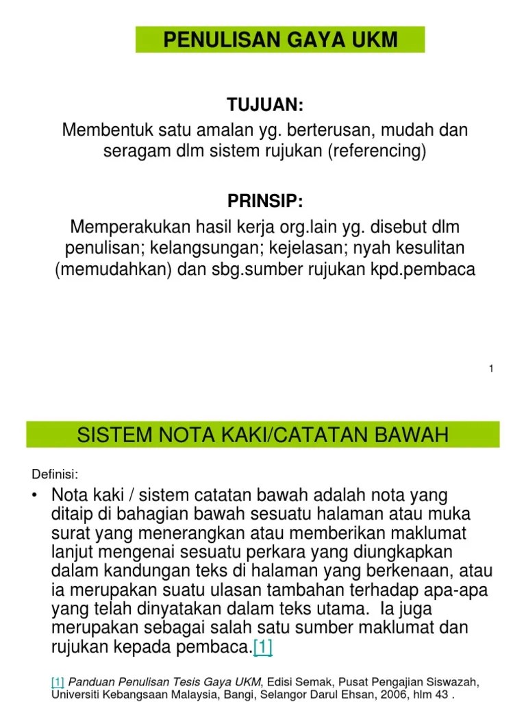 Notakaki diletakkan di bawah setiap muka surat esei. Penulisangayaukm20112012 130314172357 Phpapp01 Pdf