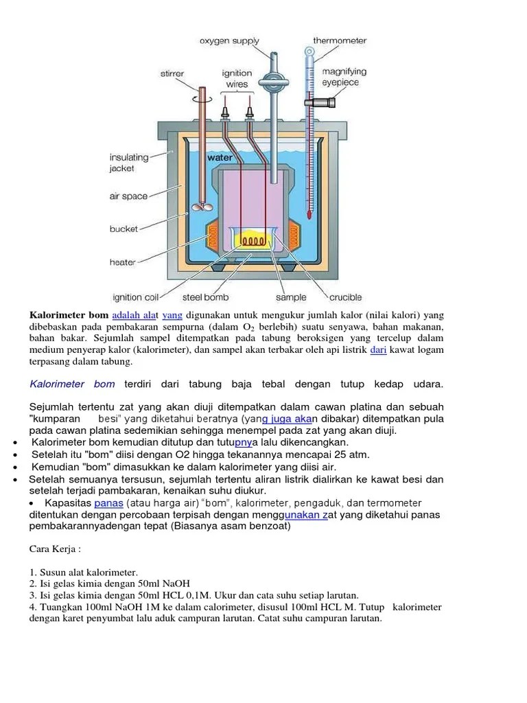 Kalorimeter Bom Adalah Alat Yang Digunakan Untuk Mengukur Jumlah Kalor | PDF