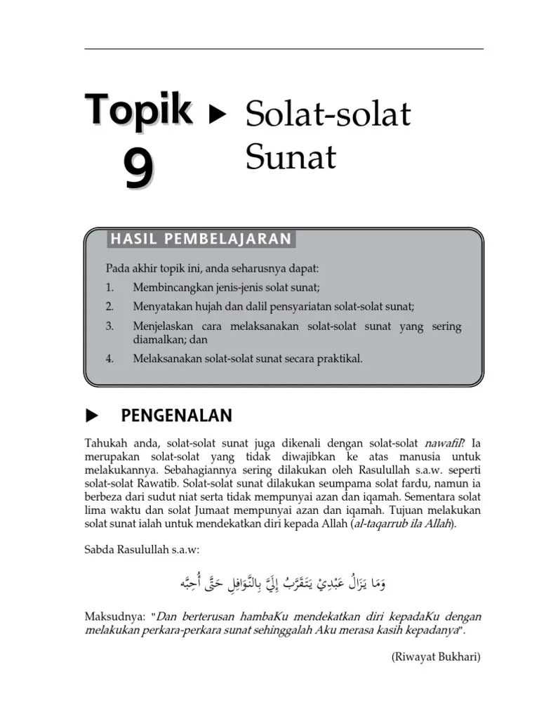 Aku berniat melakukan shalat sunnah isyraq dua rakaat karena allah taala. Topik 9 Solat Solat Sunat Pdf Pdf