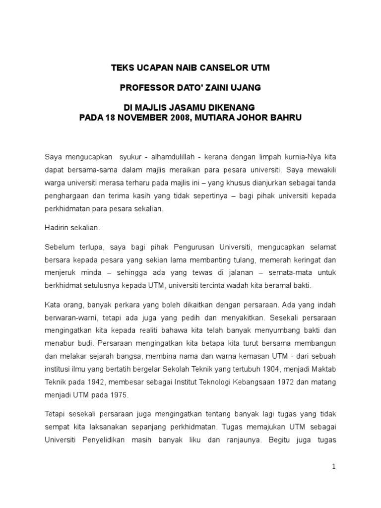 Majlis anugerah perkhidmatan cemerlang 2019 dan makan malam jasamu dikenang 2020. Teks Ucapan Naib Canselor Jasamu Dikenang Pdf
